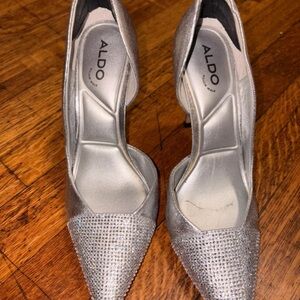 Aldo Silver Crystal Pointed Heels